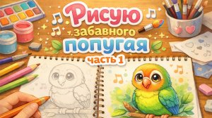 Волнистый попугайчик цветными карандашами