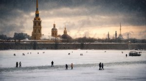 Люди гуляют по льду НЕВЫ 😱
