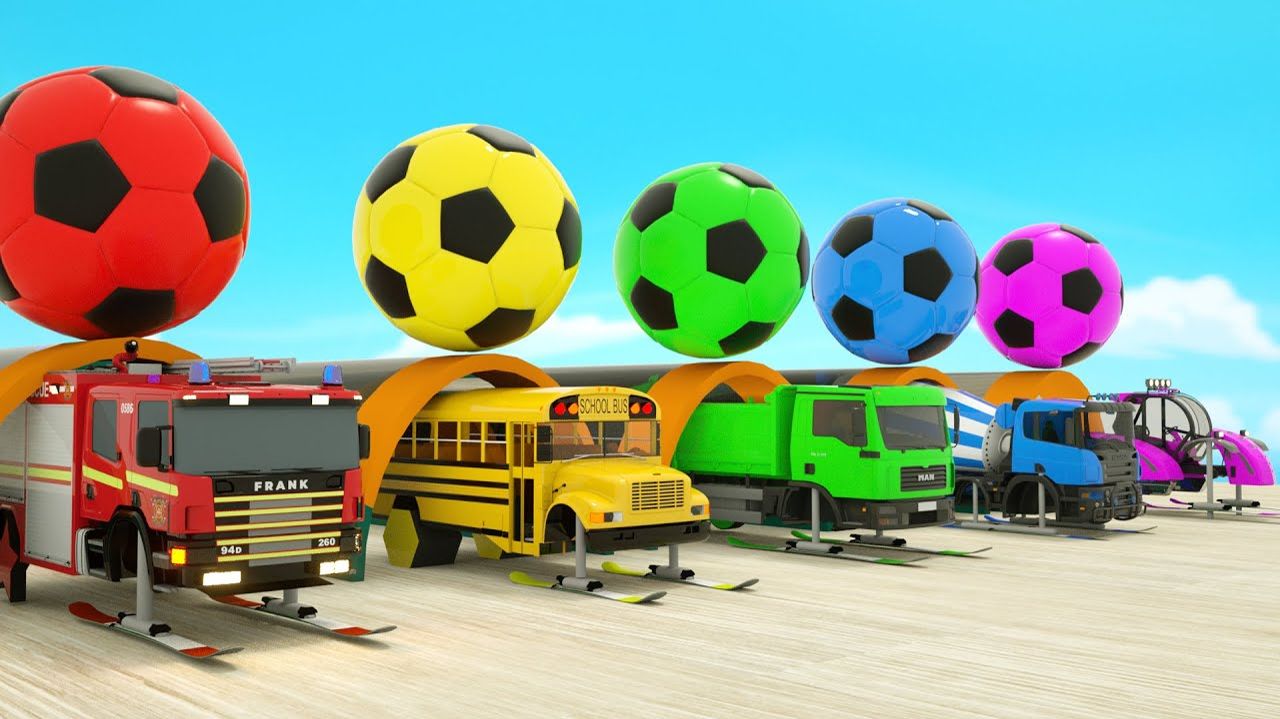 Дождь - Песенка Колеса на автобусе - Колеса в форме футбольного мяча - Детские песенки для малышей смотреть онлайн