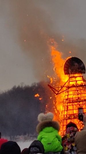 Сжигание Масленицы на Зелёном острове в Омске 22 Февраля 2026