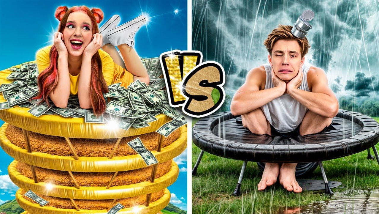 БОГАТЫЙ vs БЕДНЫЙ БАТУТ ! смотреть онлайн