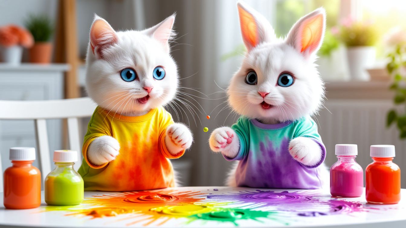 🐰😺 Пушистики против красок! 🎨 смотреть онлайн