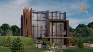 Роскошный дом в стиле Хай-Тек. Проект дома с гаражом, террасой, балконом и панорамными окнами