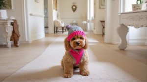 Я  щенку  связала  шапку.