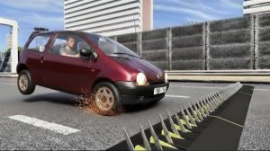 BeamNG Drive - Массивная авария с использованием шипованной ленты и столкновения автомобилей