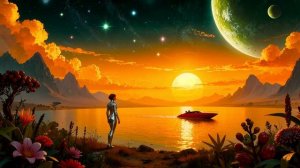 Научно-фантастический пейзаж с атмосферной музыкой для медитации и релаксации.