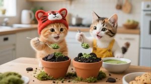 Уютная кошачья кухня, сажающая весну в чашку в дождливый день 🌧️🍓 Торт в цветочном горшке ASMR 🎧