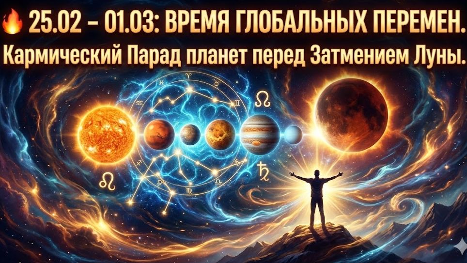 🔥 25.02 – 01.03: ВРЕМЯ ГЛОБАЛЬНЫХ ПЕРЕМЕН. Кармический Парад планет перед Затмением Луны. смотреть онлайн