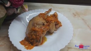 Кролик в молочно-соевом соусе, под морковно-луковой шубой.