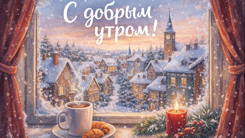 С добрым февральским утром! Красивая музыкальная открытка. смотреть онлайн
