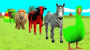 Мультик для детей и малышей. Раскрашиваем животных в разные цвета.