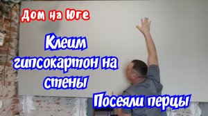 Дом на Юге. Клеим  гипсокартон на стены. Посеяли перцы.