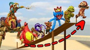 У кого самый длинный прыжок между всеми монстрами из 5 главы игры "Poppy Playtime" в Garry's Mod?