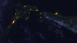 Бесплатное видео футаж, Новая Зеландия, Океания. Вид из Космоса с Орбиты. Ночной Глобус