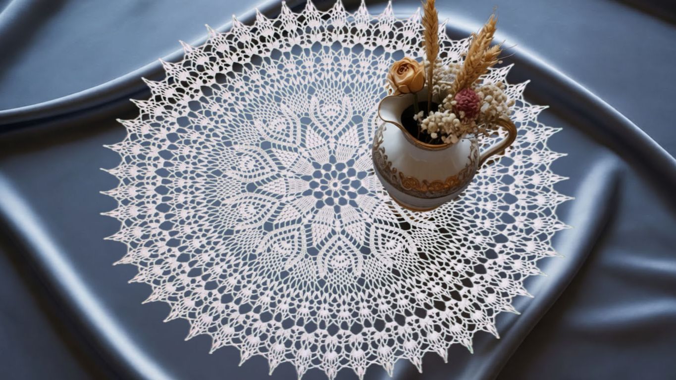 Красивая большая салфетка крючком "Александрина" - видео мк. Часть 1 смотреть онлайн