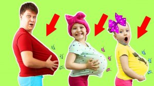 Милана показывает папе как правильно питаться и занимться спортом