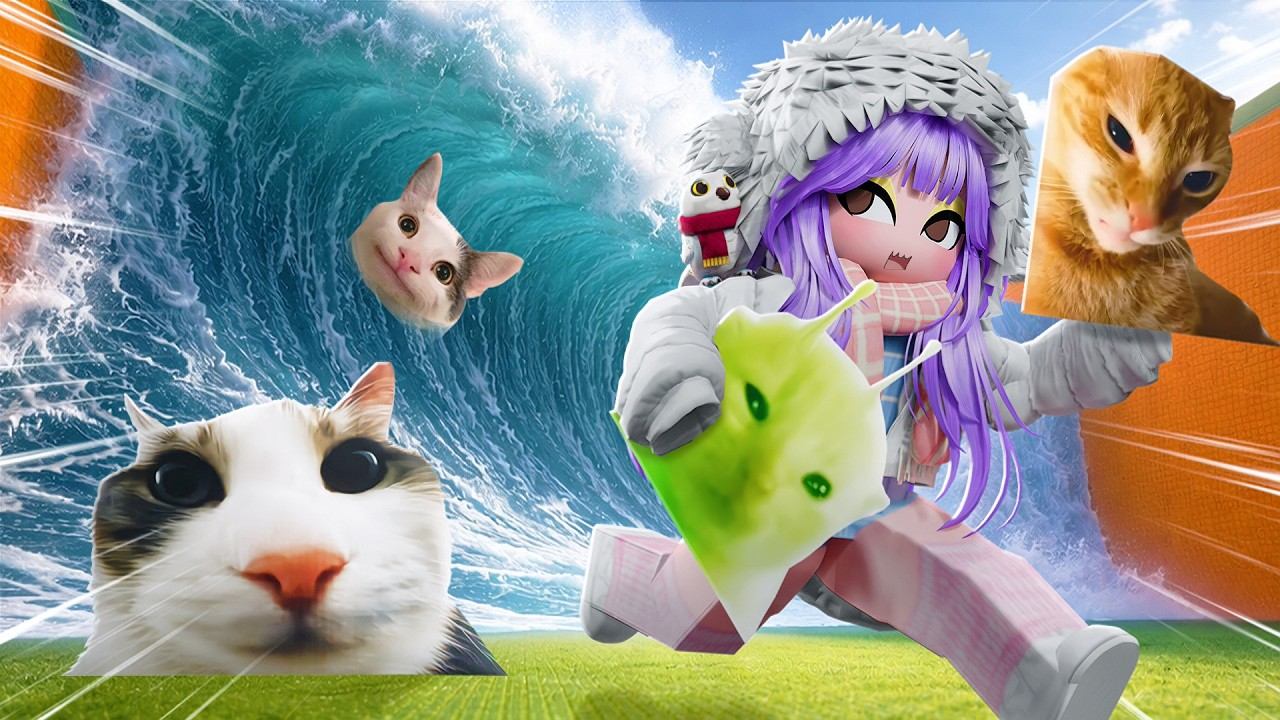 СПАСИ КОТИКА ОТ ЦУНАМИ! Roblox Escape Tsunami For Cats смотреть онлайн