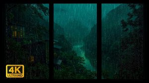 4К Вид из Окна со Звуками Дождя и Грома. Ночная Расслабляющая Атмосфера для Сна и Медитации