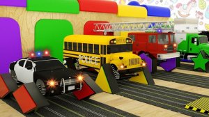 Изучаем цвета и формы с помощью машинок, грузовиков, колес и палочек — сборка мультяшных машинок шин