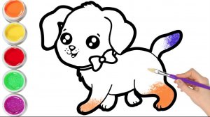 Мультик для детей - Как нарисовать МИЛУЮ СОБАКУ/Простой рисунок и раскраска СОБАКИ для детей