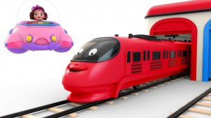 Пинки и Панда весело играют в детский игрушечный поезд - Коллекция цветных видеороликов для детей