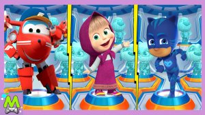 Маша против Супер Крыльев и Героев в Масках.Герои Мультиков в Бегалках на Скорость.Кто Круче