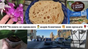 ВЛОГ"Человек из прошлого 👨жарю блинчики 🥞 пою орхидеи 🌹😊!"