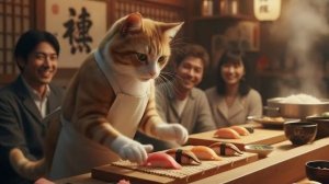 Кошка-мать работает в суши-баре, чтобы купить шарфы для МиуМиу и Нурика 🍣💛