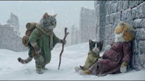 Храбрый кот спас беременную кошку с котенком во время снежной бури... А потом случилось чудо!