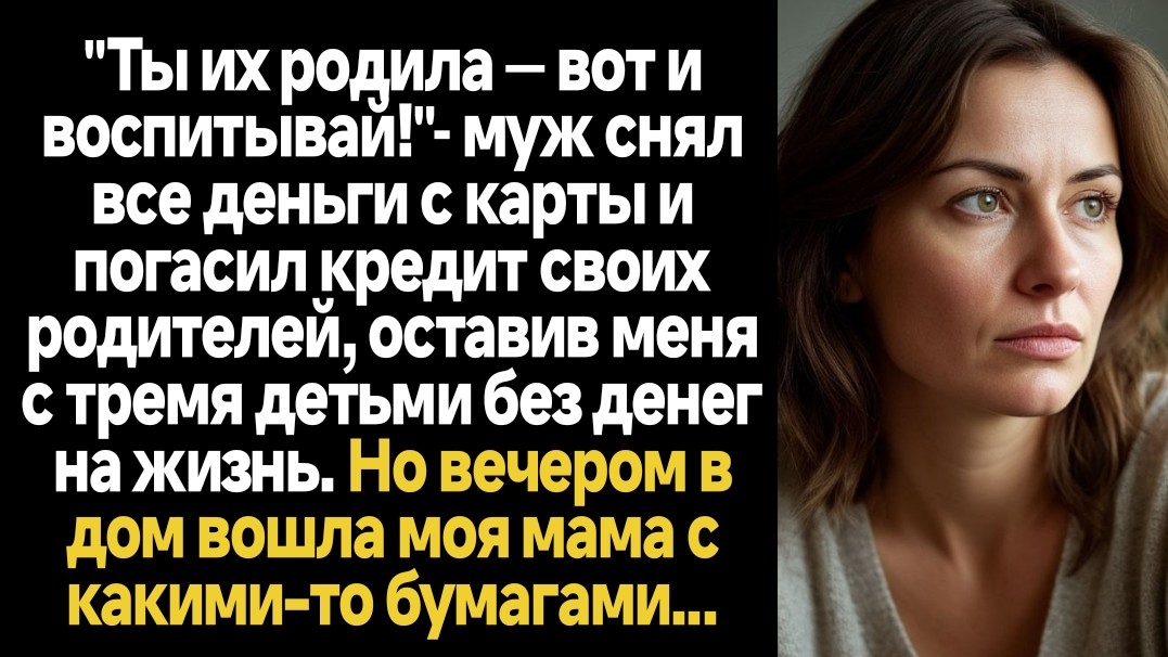 ИСТОРИИ ИЗ ЖИЗНИ/Муж снял все деньги с карты и оплатил кредит своим родителям смотреть онлайн