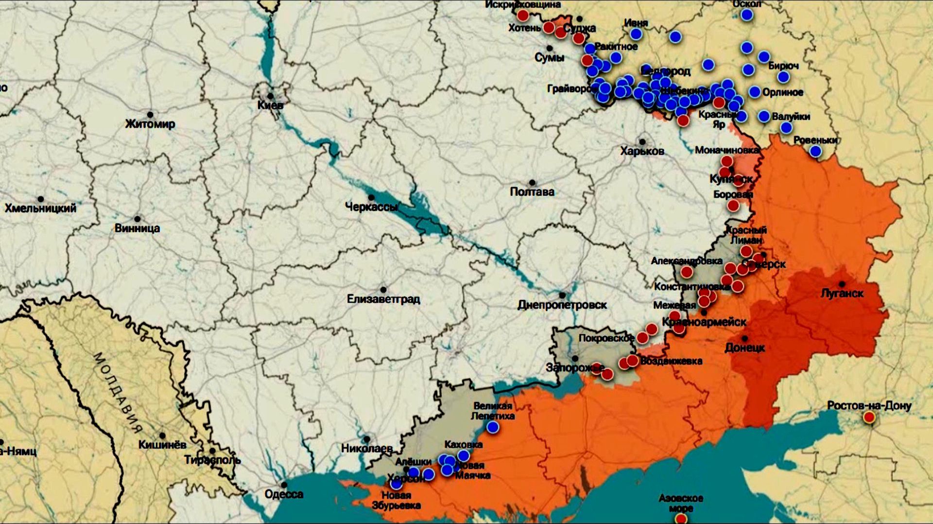 Карта боевых действий с февраль 2022 по февраль 2026 года