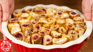 Вы будете готовить его снова и снова! Блинный пирог с творогом в духовке