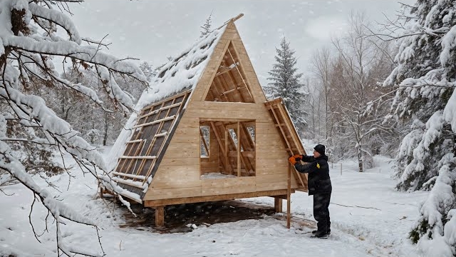 Построил удивительную деревянную хижину посреди леса. От начала до конца. Бушкрафт смотреть онлайн