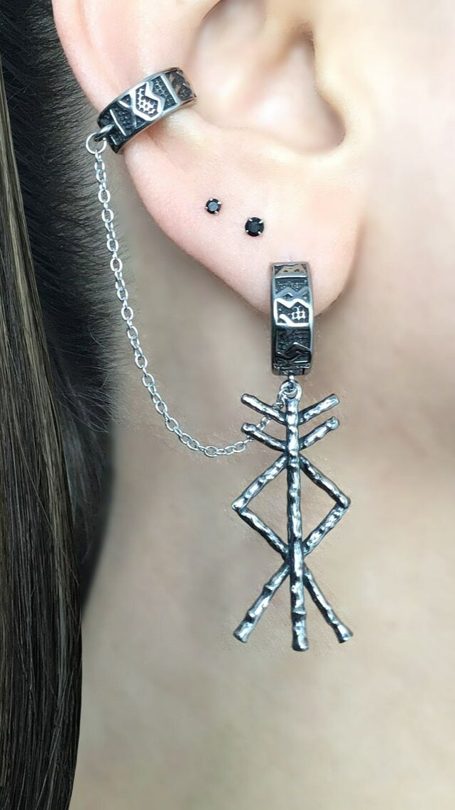 Серьги‑конго "Рунический став богатство" от StarfallShop