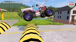 Triple Flatbed Trailer Monster Trucks Transport with Slide Color - BeamNG.drive 514