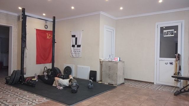 4rounds 3'w/3'r 75 DU Then 5 Pull Ups 10 Push Ups 15 Dead Lift Kb 2*16