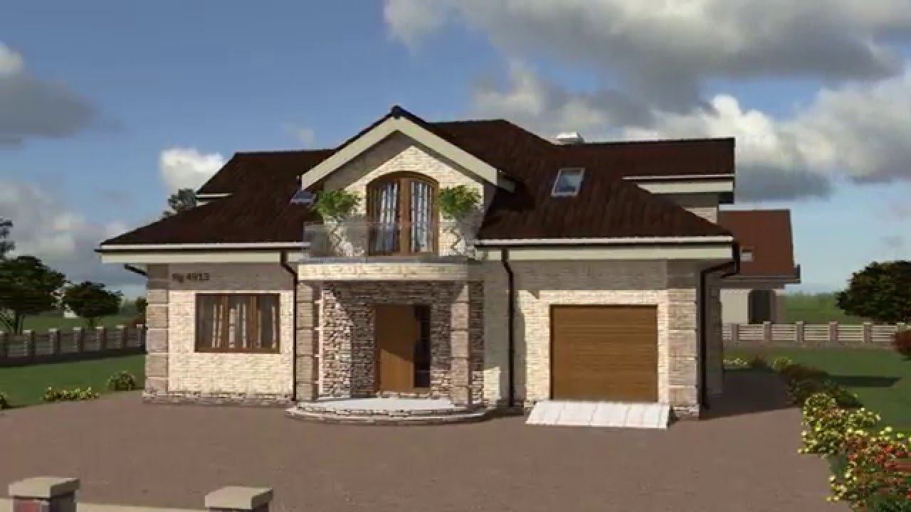 Проект одноэтажного дома с мансардой и гаражом Rg4913