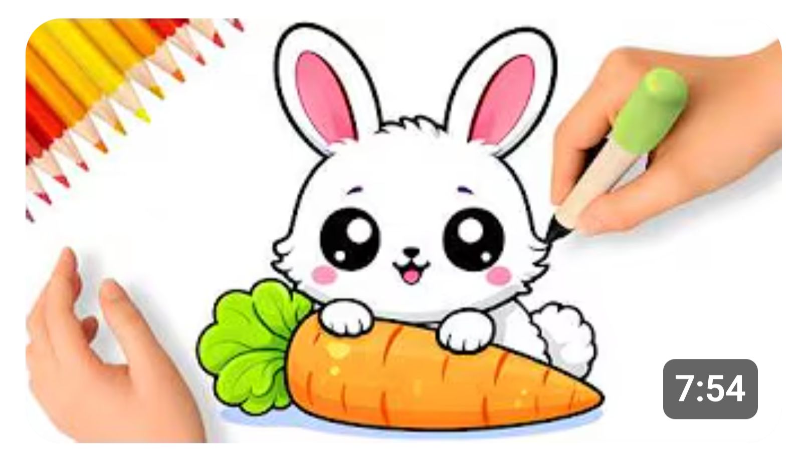 КАК НАРИСОВАТЬ ПРОСТОГО КАВАЙНОГО ЗАЯЦА С МОРКОВЬЮ 🐰 смотреть онлайн