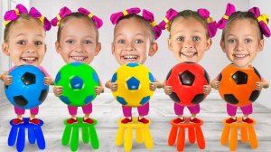 Пять малышей играют с мячами — смешные детские истории