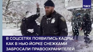 В соцсетях появились кадры, как в Нью-Йорке снежками забросали правоохранителей