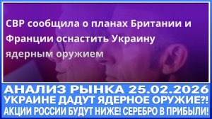 Анализ рынка 25.02 / УКРАИНЕ ПРЕДОСТАВЯТ ЯДЕРНОЕ ОРУЖИЕ?! Акции России будут ниже! Серебро в прибыли