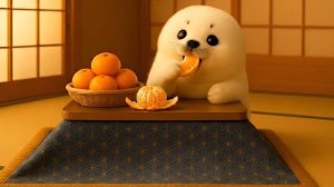 Тюлень лакомится мандаринами под тёплым котацу 🦭✨