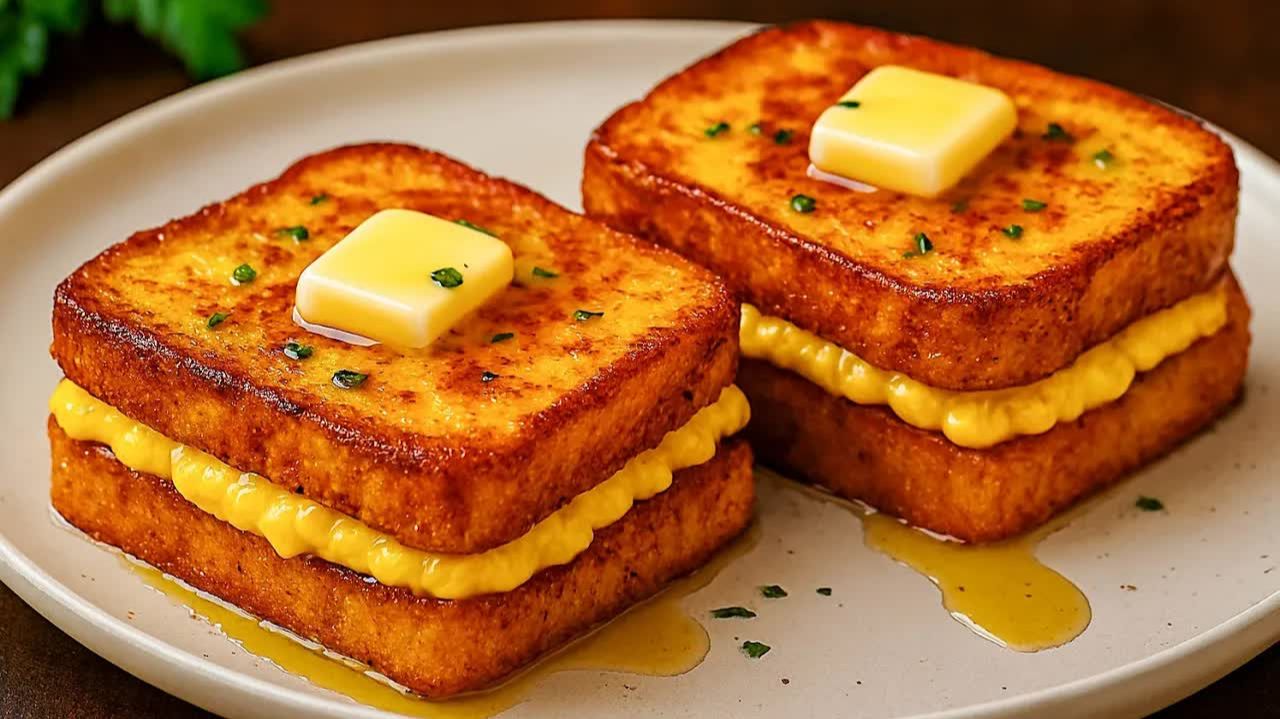 Быстрый завтрак за 5 минут! Будут просить еще и еще! Очень вкусные горячие бутерброды! смотреть онлайн