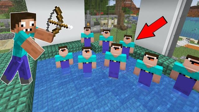 А ТЫ СМОЖЕШЬ НАЙТИ НАСТОЯЩЕГО НУБА В ЭТОМ БАССЕЙНЕ МАЙНКРАФТ  НУБ И ПРО ПРЯТКИ КЛОНАМИ И ТРОЛЛИНГ смотреть онлайн