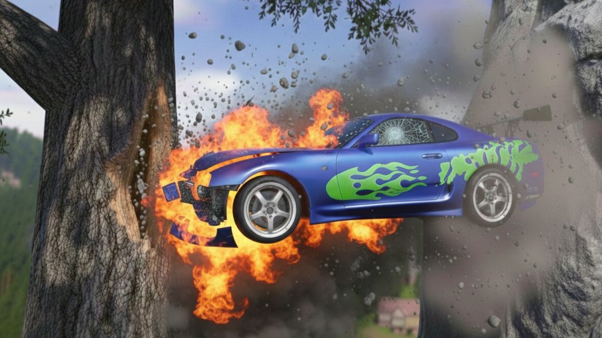 BeamNG Drive - Эпичные высокоскоростные прыжки на автомобиле смотреть онлайн