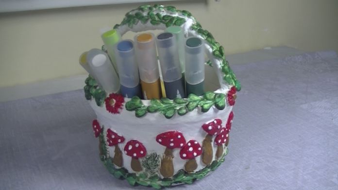 Декоративная корзиночка своими руками из ведра . смотреть онлайн