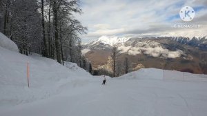 Красная поляна. Спуск 2200-960.
Даня и Артем. 25.02.26