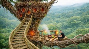 Я построил укрытие, высоко над тропическим лесом. Тепло и безопасно.