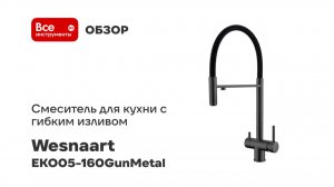 Смеситель для кухни с гибким изливом и подключением фильтра Wesnaart EKO05-160GunMetal