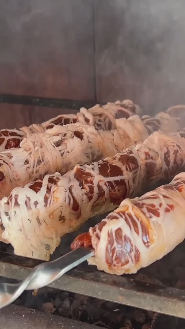 Сочный ШАШЛЫК из говяжьей Печени в Жировой сетке на мангале!